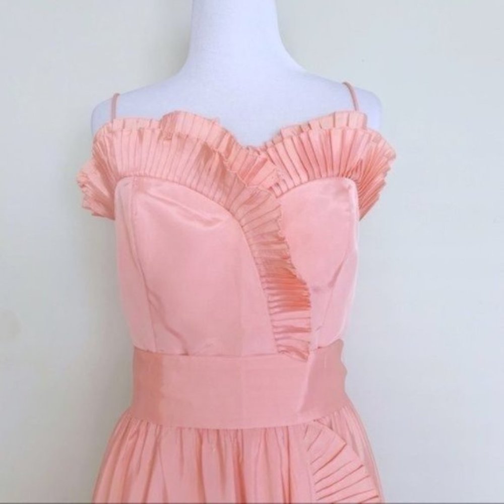 Vintage 80s Lillie Rubin x Albert Capraro Pink Ruffle Formal Dress Gown XXS/XS - Picture 3 of 13